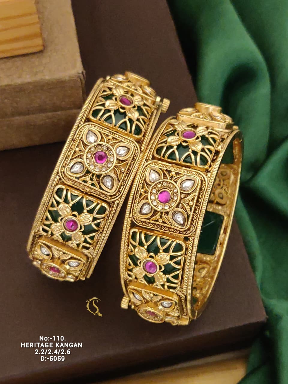 Brass High Gold kada bangles 09