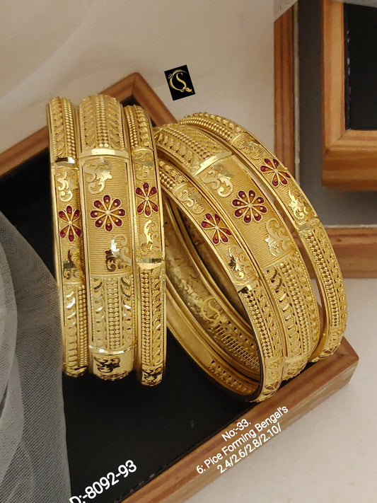 Brass High Gold Antique Bangles 007 - Queenzart Imitation Jewellery