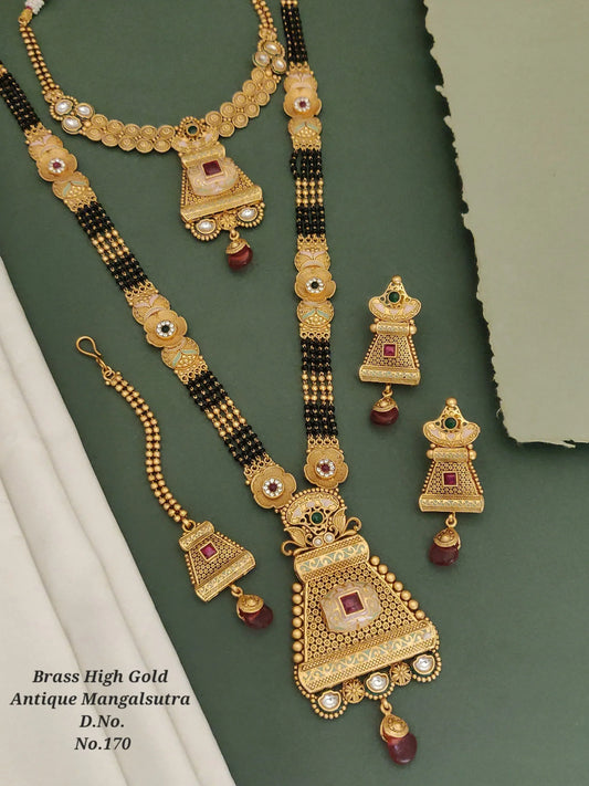 Antique Brass Gold Combo Jewellery Set - Queenzart Imitation Jewellery