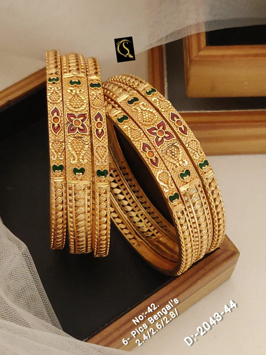 Brass High Gold Antique Bangles 020 - Queenzart Imitation Jewellery