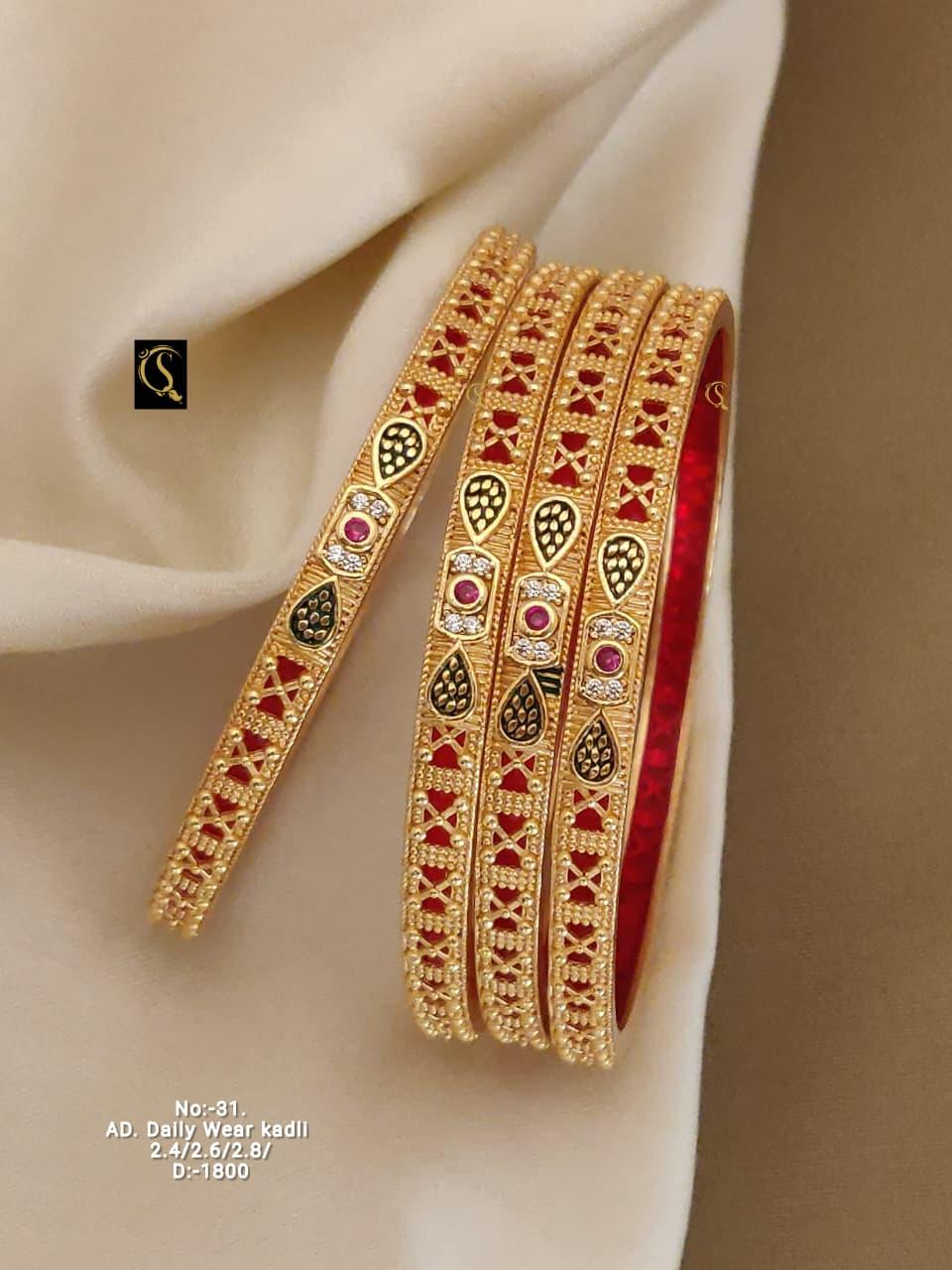 Brass High Gold Antique Bangles 030 - Queenzart Imitation Jewellery