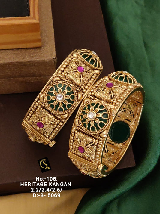 Brass High Gold Antique Bangles