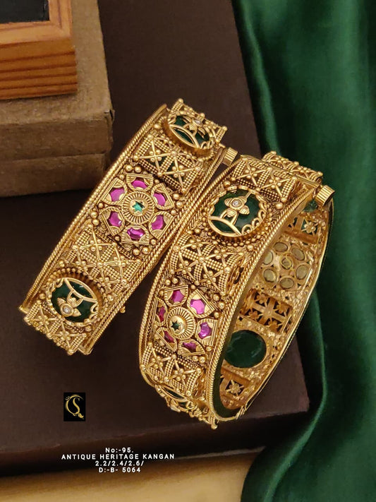 Brass High Gold Antique Bangles 212