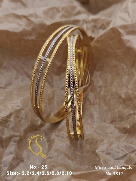 Women Set of 2 Gold-Plated Dual Toned CNC Designer Bangles 04