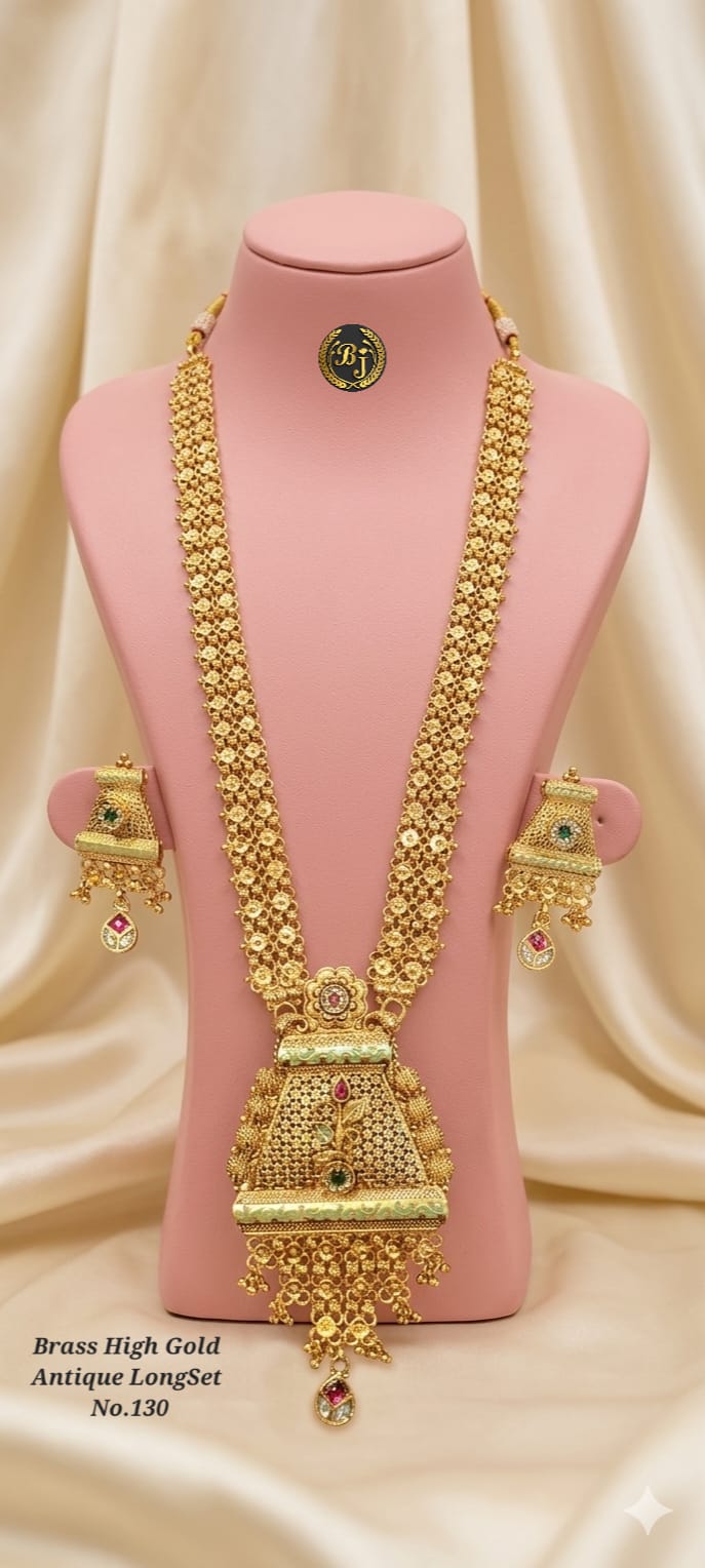 Royal Antique Long Necklace Set with Earrings 04
