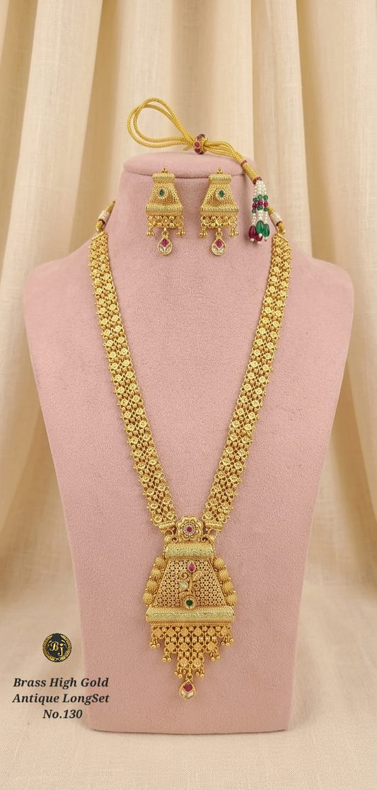 Royal Antique Long Necklace Set with Earrings 04