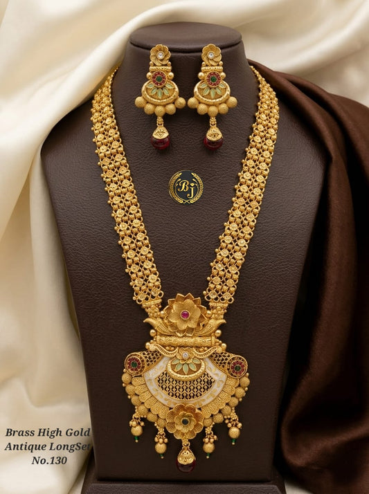 Royal Antique Long Necklace Set with Earrings
