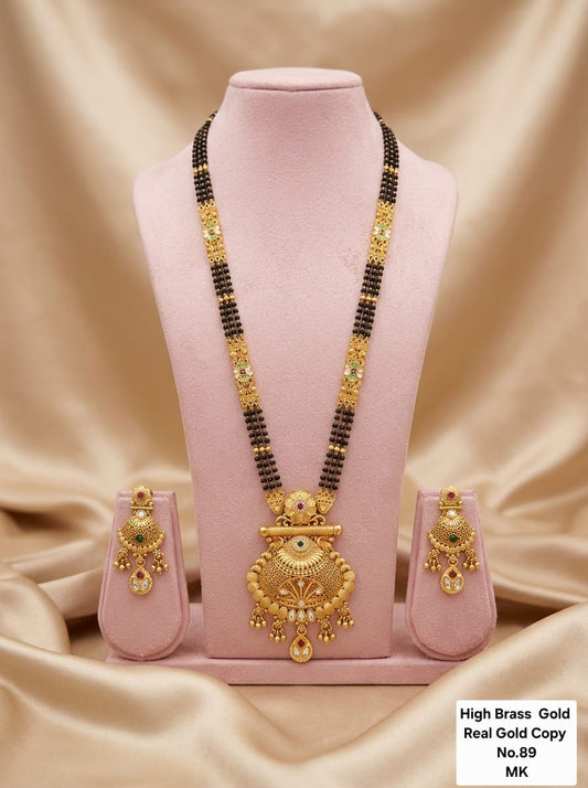 Brass High Gold Rajwadi Mangalsutra with Earrings 062