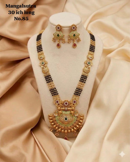 Brass High Gold Rajwadi Mangalsutra with Earrings 067