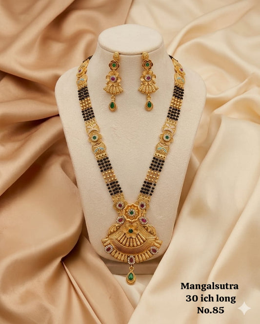 Brass High Gold Rajwadi Mangalsutra with Earrings 065