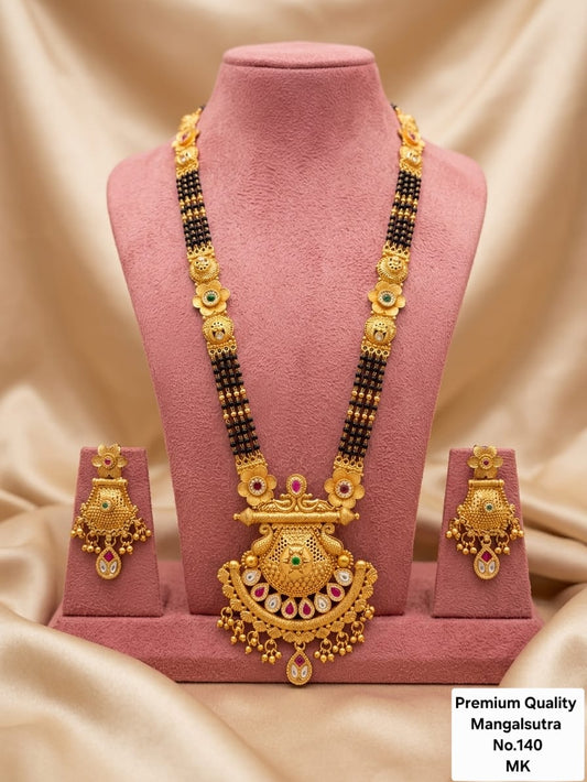 Brass High Gold Rajwadi Mangalsutra with Earrings 073