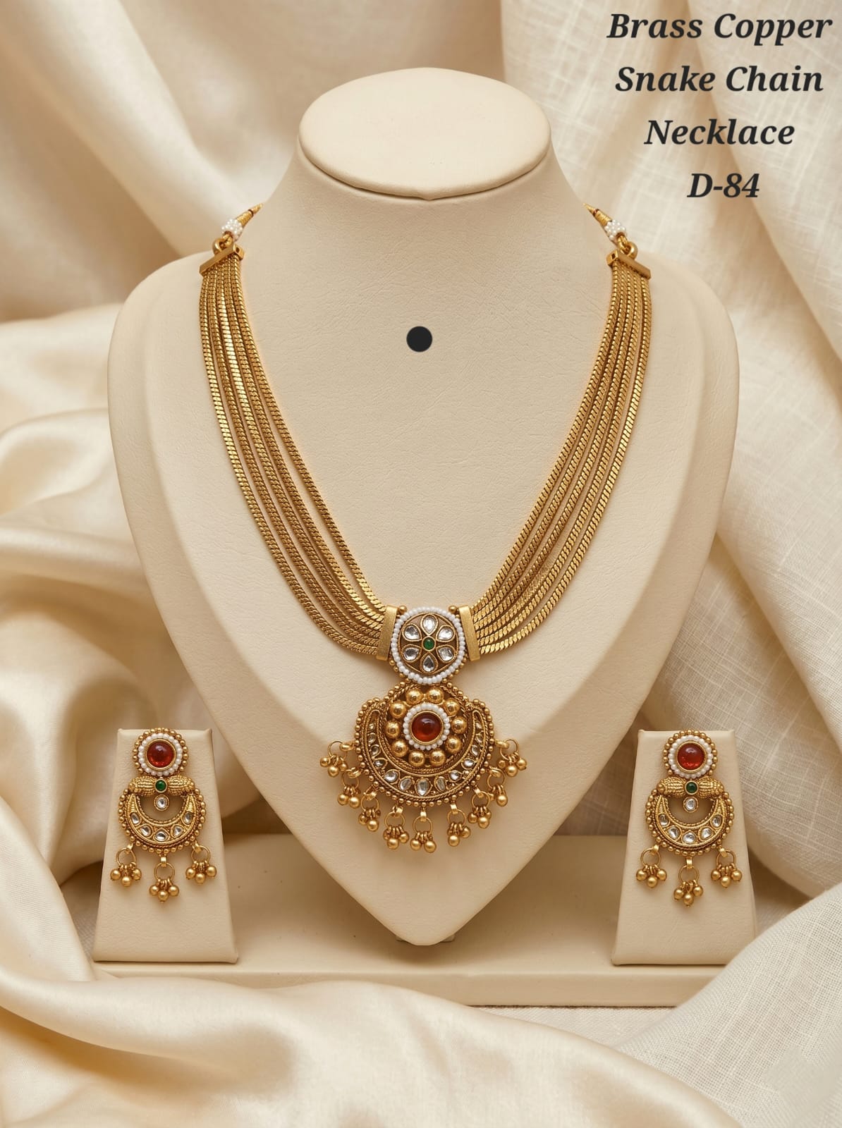 Brass High Gold Antique Necklace Set 18