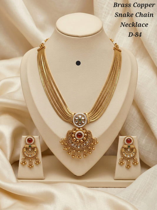 Brass High Gold Antique Necklace Set 18