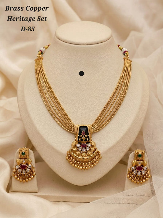 Brass High Gold Antique Necklace Set 16